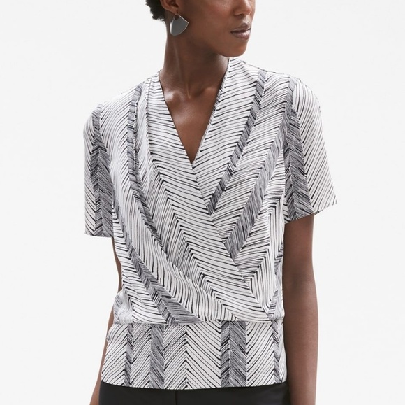 MM Lafleur Tops - MM Lafleur | White Blue Wrap Stripe Blouse-A3